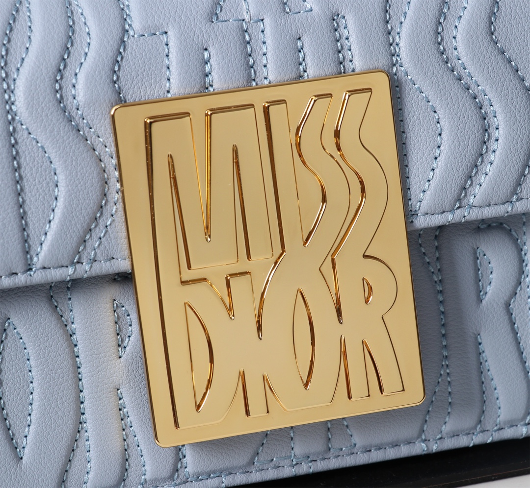 Miss Dior Flap Bag Gray Quilted Miss Dior Allover Calfskin